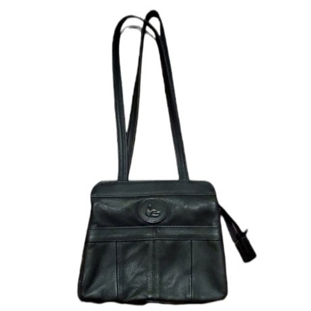 Gold Duck womens purse vintage black leather shoulder bag